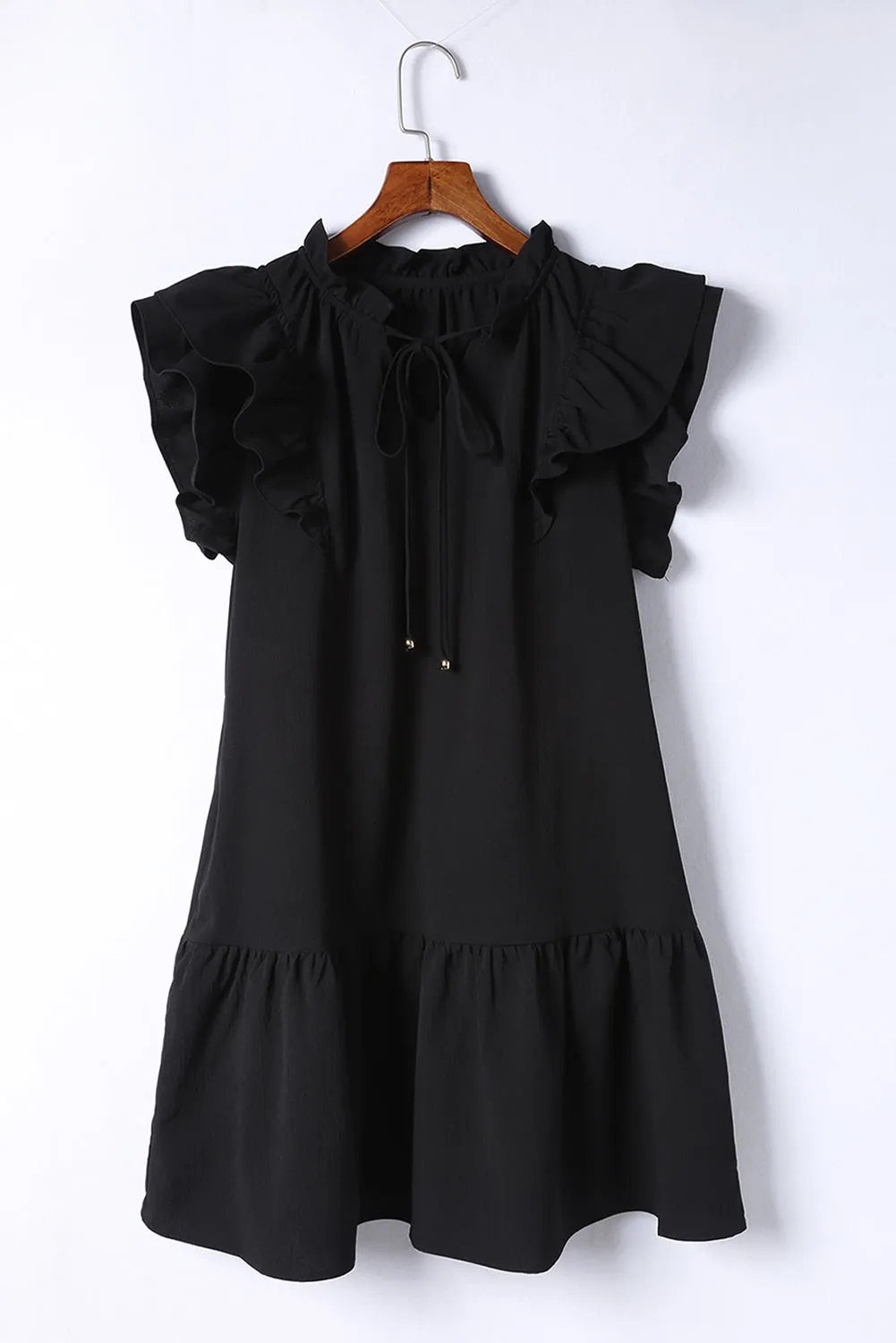 Tiered Ruffled Sleeves Mini Dress with Pockets