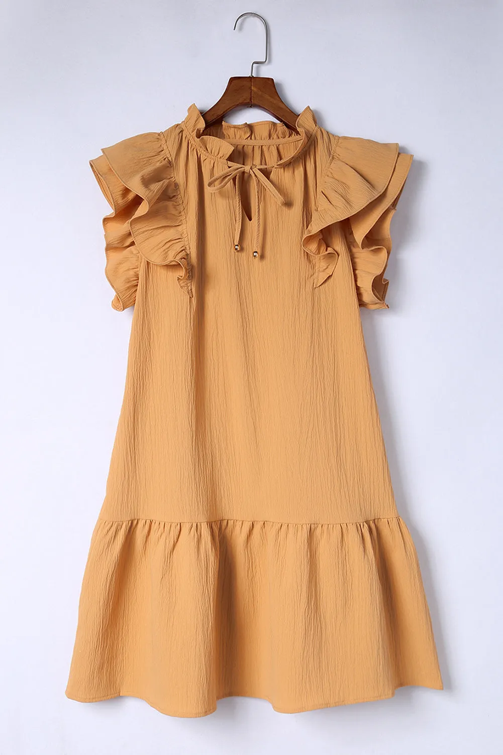 Tiered Ruffled Sleeves Mini Dress with Pockets