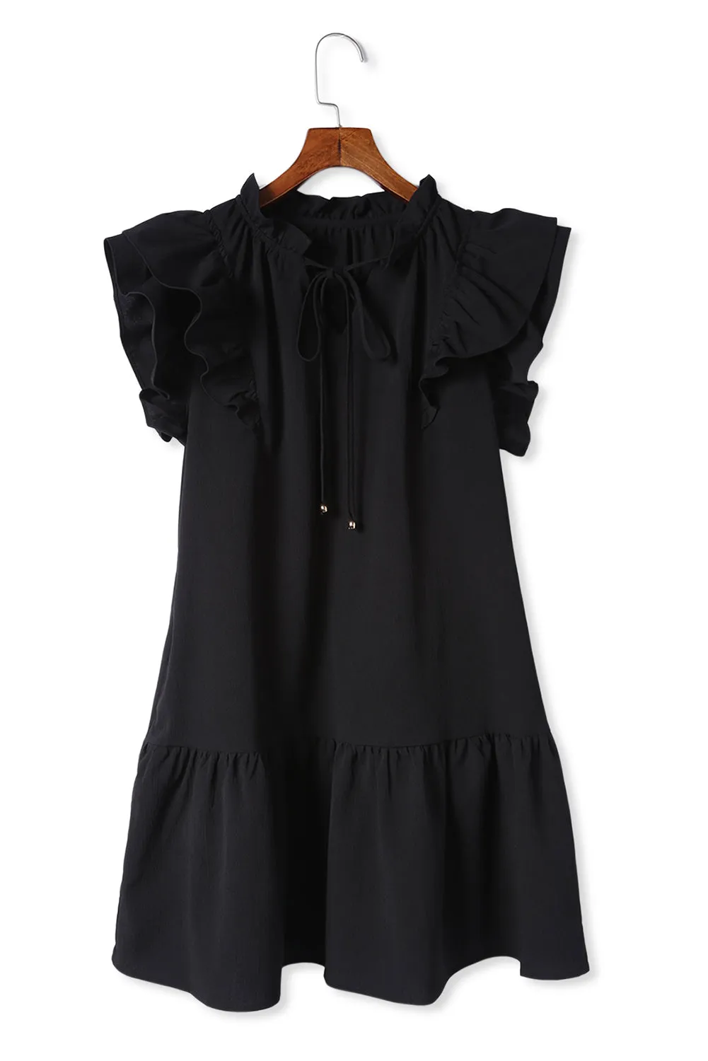 Tiered Ruffled Sleeves Mini Dress with Pockets