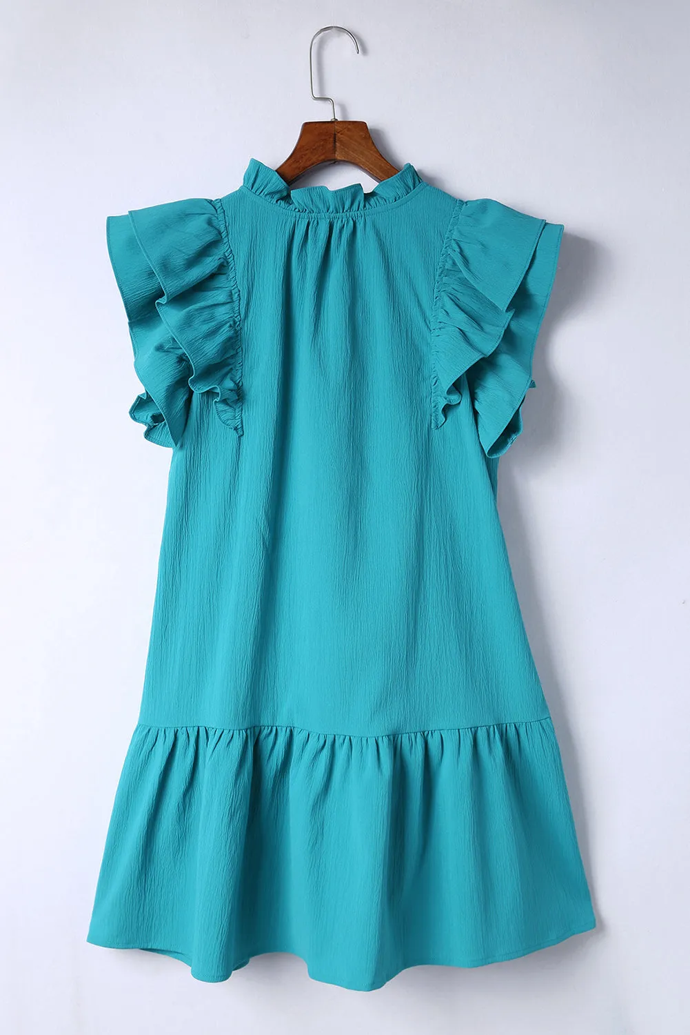 Tiered Ruffled Sleeves Mini Dress with Pockets