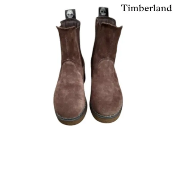 Timberland Bluebell Chelsea Wedge Brown Suede Leather Ankle Boot Shoe Women 10