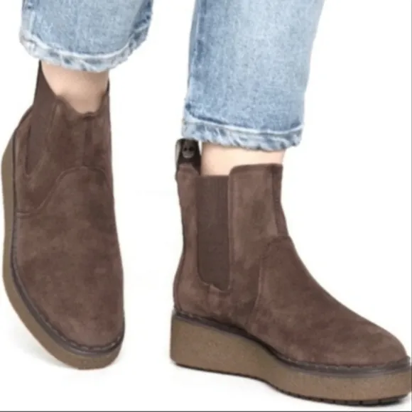 Timberland Bluebell Chelsea Wedge Brown Suede Leather Ankle Boot Shoe Women 10