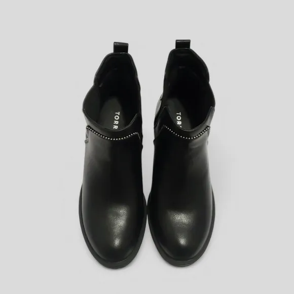 Torrid Chunky Lug Heel Chelsea Boot Sz 9WW Black Platform Studded Goth Moto