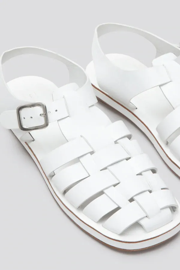 Tucker Sandal in White Vachetta Leather