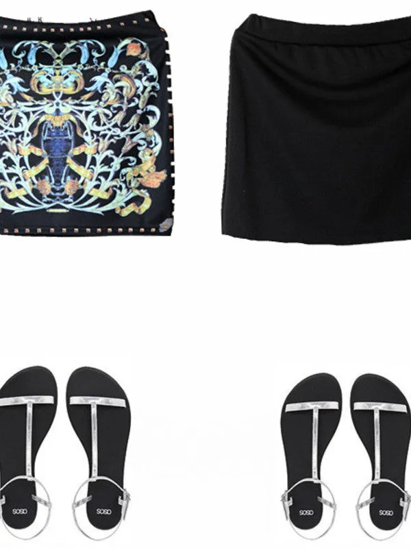 wild tribal prints stretch skirt