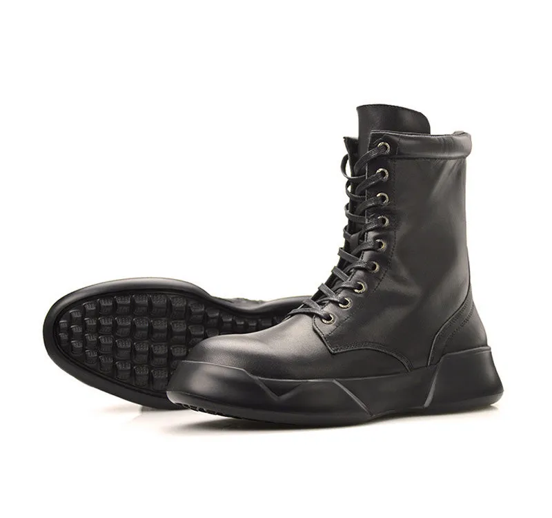 Winter Lace Up Punk Style Zippers Motorcycle Biker Boots Men