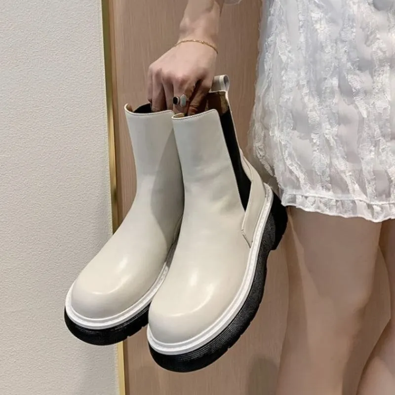 Women Ankle Boots Real Leather Mix Color
