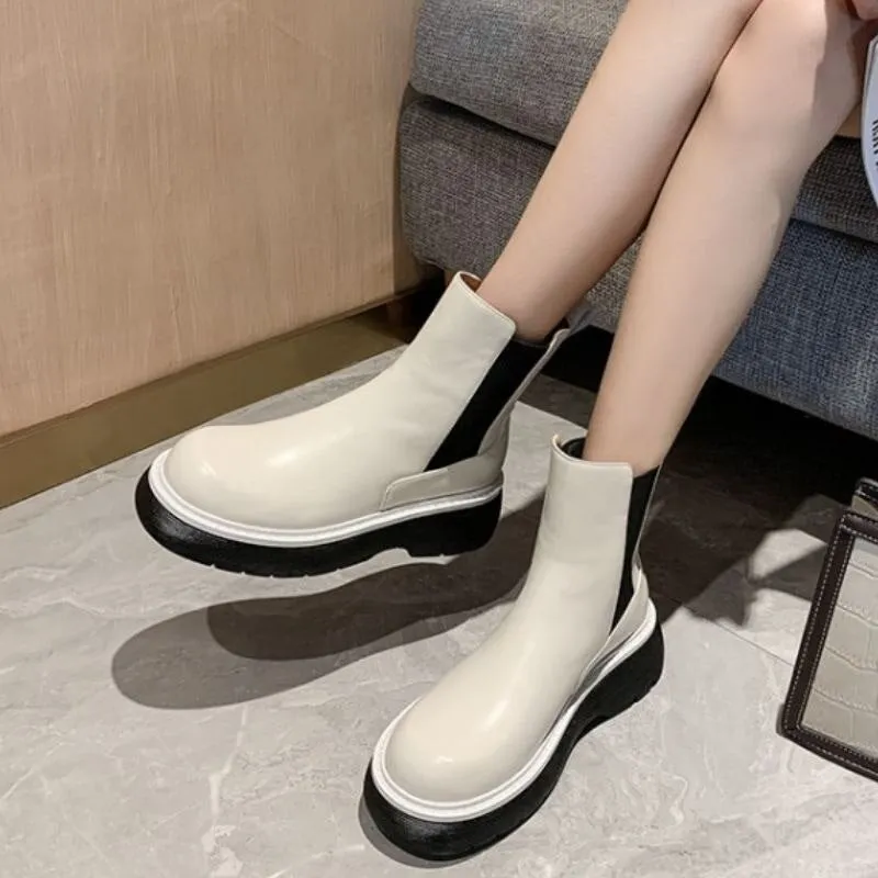 Women Ankle Boots Real Leather Mix Color