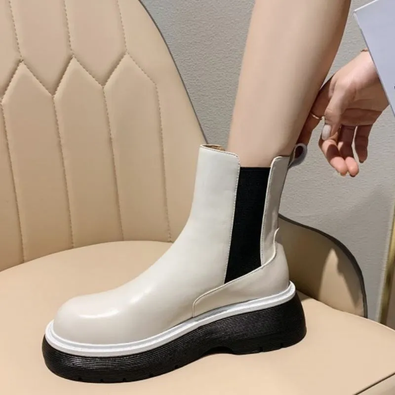 Women Ankle Boots Real Leather Mix Color