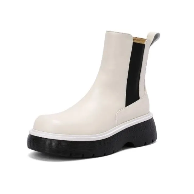 Women Ankle Boots Real Leather Mix Color