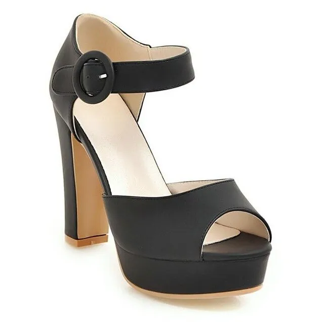 Women Pumps Peep Toe Square High Heel Casual Black Sexy Fashion Women Shoes Platform Women Pumps