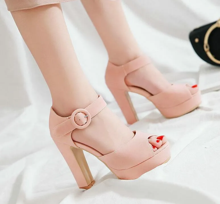Women Pumps Peep Toe Square High Heel Casual Black Sexy Fashion Women Shoes Platform Women Pumps
