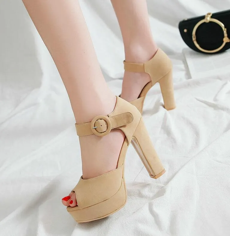 Women Pumps Peep Toe Square High Heel Casual Black Sexy Fashion Women Shoes Platform Women Pumps