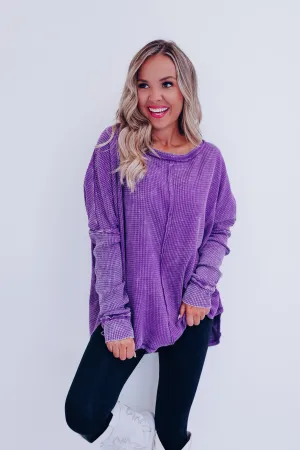 Wrenley Waffle Knit Top - Purple