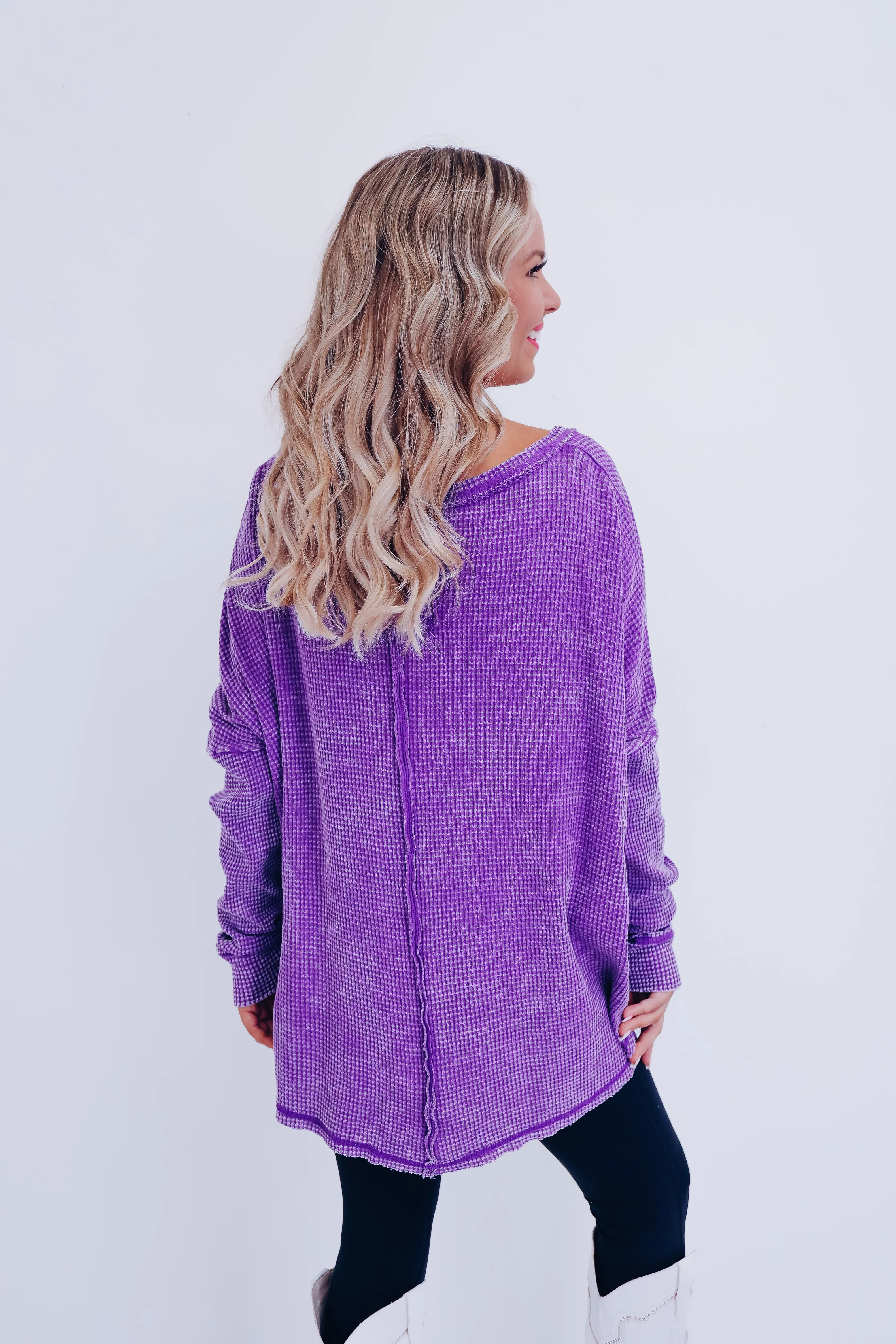 Wrenley Waffle Knit Top - Purple